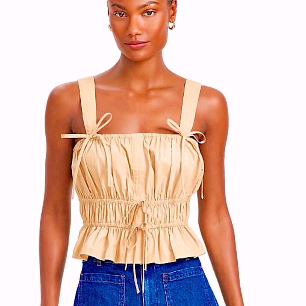 Loft Poplin Shirred Peplum Top